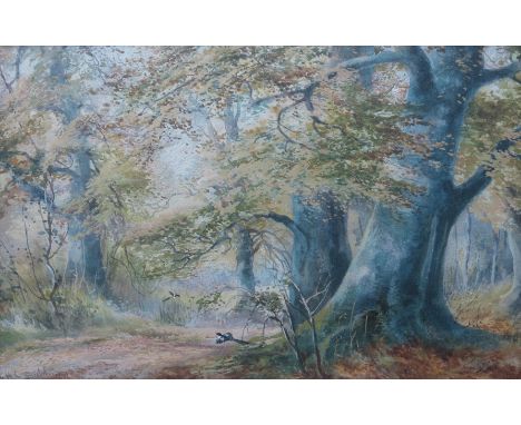 Charles Henry C. Baldwyn, Royal Worcester artist (British, 1859-1943), woodland scenes, a pair, both signed l.l., watercolour
