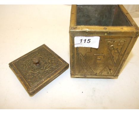 BRASS BOUND TEA CADDY TIN LINED?