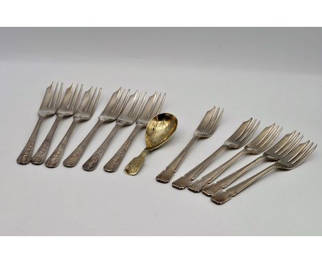Tea Caddy Spoon &amp; 11 Cake forks 