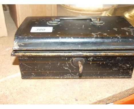 Vintage Cash Tin and foreign currency