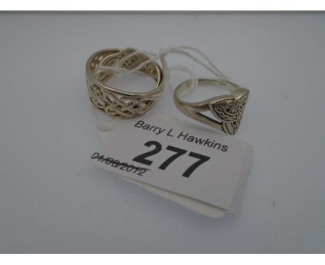 3 CELTIC DESIGN SILVER RINGS 