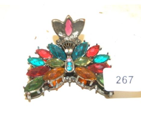 VINTAGE LARGE COLOURED GLASS HAIR GRIP