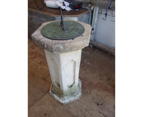 Concrete Sundial with brass dial 50 cm tall