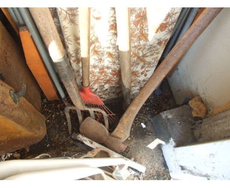 Garden Tools , Axe , Garden Chairs , Tin Trunk etc ( buyer clears everything )