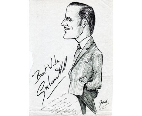 Jad Davies (1909-1998) 
LIGHTNING SKETCHES OF GRAHAM HILL AND FOUR OTHER SPORTSMEN
a collection of five original caricatures 