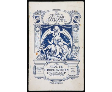 F.A. Cup Final programme Aston Villa v Huddersfield Town played at Stamford Bridge 24th April 1920