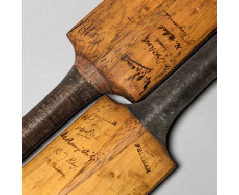 Two cricket bats autographed by amongst others W.G. Grace and K.S. Ranjitsinhji,
a Feltham "Reliable" steam compressed bat si