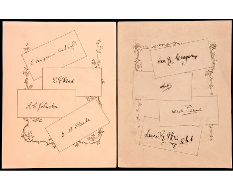 Two pages of cricket autographs collected on the occasion of the county championship match Derbyshire v Hampshire played at D