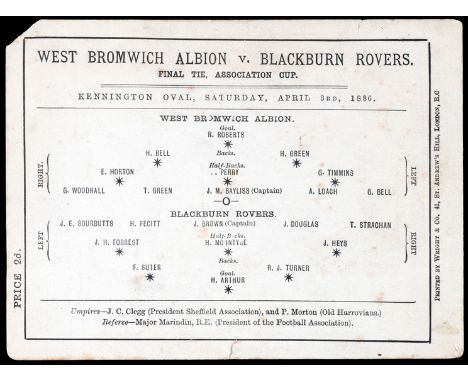 An extremely scarce and early F.A. Cup Final programme Blackburn Rovers v West Bromwich Albion played at Kennington Oval, Lon