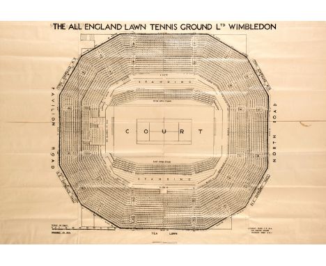 A 1921-22 Wimbledon Centre Court architectural plan,
original Drawing/Print (No.11831) sanctioned by Charles Stanley Peach FR