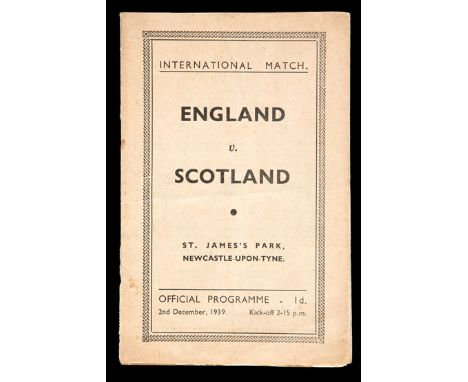 The very scarce England v Scotland wartime international match programme played at Newcastle United 2nd December 1939,
split 