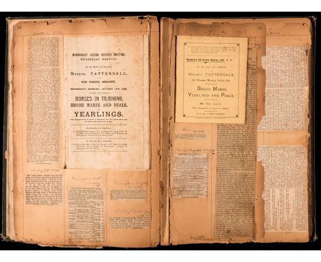 horse racing & hunting interest,
a scrapbook compiled between 1897 and 1899, pasted with various cuttings on racing, also stu