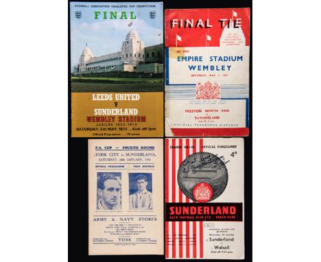 Sunderland football programmes,
the earliest an away at Bradford City 16th March 1912, old, neat & tidy spine repair; others 