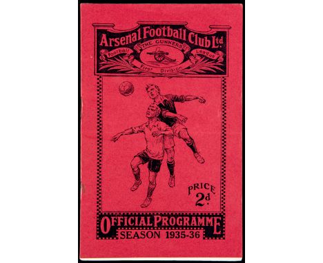 F.A. Charity Shield programme Arsenal v Sheffield Wednesday programme played at Highbury 23rd October 1935,
horizontal fold, 