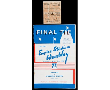 F.A. Cup Final programme Arsenal v Sheffield United 25th April 1936,
heavy horizontal fold, score to line-ups page, no staple