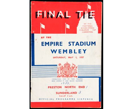 F.A. Cup Final programme Preston North End v Sunderland 1st May 1937,
score inscription in pen to front cover