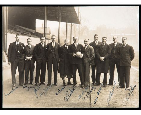 A fully-signed press photograph of the Arsenal team that achieved the club's first major honour when winning the 1930 F.A. Cu