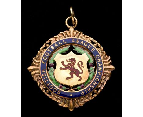 A 9ct. gold & enamel Scottish Football League Championship medal season 1962-63 awarded to Ronnie McKinnon of Rangers FC,
ins