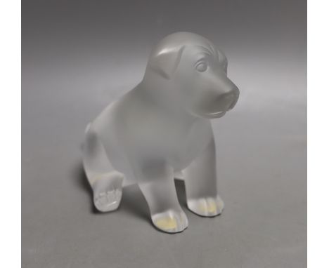 A Lalique dog, base etched ‘Lalique R France’, 13cm
