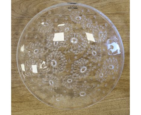 A Lalique dish, ‘Lalique R France’ etched to rim, 34cm diameter