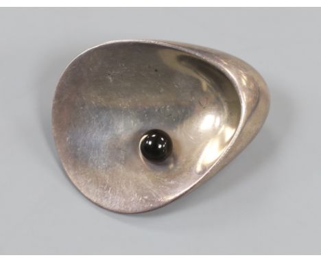A Nanna &amp; Jorgen Ditzel for Georg Jensen 925 sterling  and enamel bead set brooch, no 328, 52mm.