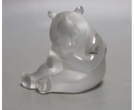 A Lalique panda, base etched ‘Lalique R France’ 6.5cm