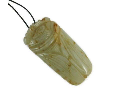 A Chinese pale celadon jade model of a cicada, 19th century,Cicada 5cms long. 4.9cm long