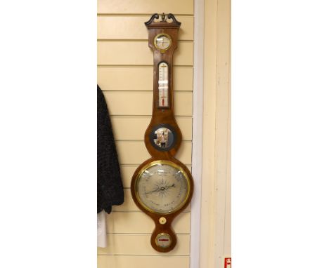 19th century wheel barometers by A M Ortelli, Godalming - 96cm tall