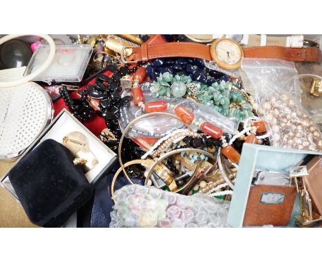 Mixed collectables, including costume jewellery, silver bangle, watches, plates, commemorative coins, etc.