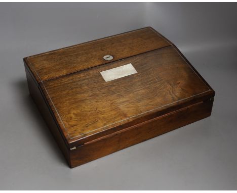 A Victorian mother-of-pearl and rosewood writing slope - 30.5cm wide