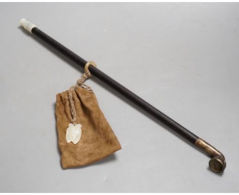 A Chinese jade mounted tobacco pipe