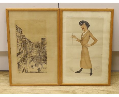 James Abbott McNeill Whistler (1834-1903), lithograph for Vanity Fair, 'St James's Street, June 1878', 28 x 16cm, with a Vani