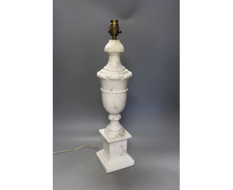 A white marble desk lamp, 47cm