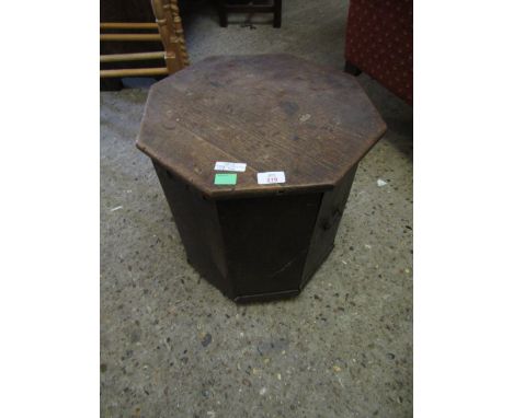 OAK FRAMED HEXAGONAL TOP LIFT UP COMMODE TYPE STOOL 