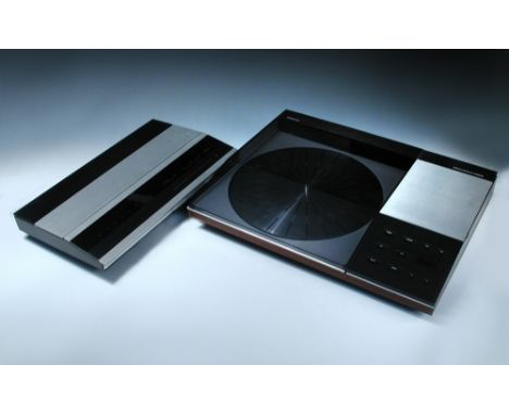 A late 1970's or early 1980's Bang & Olufsen stereo system, comprising a Beomaster 1900-2 tuner/amplifier, a Beogram 6002 rec