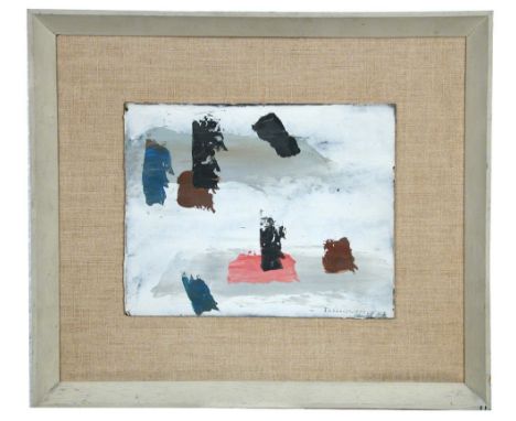 Nina Tryggvadóttir (Icelandic, 1913-1968) Untitled, 1957 signed lower right "Tryggvadottir" '57 oil on board mounted on to ca