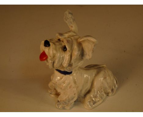 Ida Meisinger for Goldscheider, a white glazed model of a terrier, with pricked ears, printed and impressed marks 13cm (5in) 
