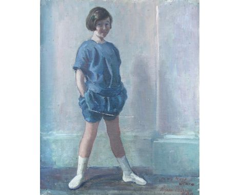 Harry John Pearson, RBA (British, 1872-1933) Portrait of Miss Audrey Hughes in boy's dress signed lower right "to my friend S