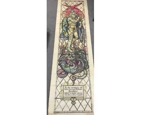 Alfred Wilkinson (1899-1983), a design for a stained glass window of St Michael slaying the Serpent, watercolour on paper, si