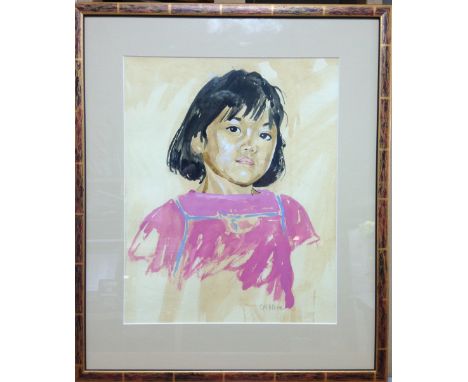 Charles White (British, 20th Century) Portrait of Lily signed lower right "C N White" watercolour 42 x 33cm (16 x 13in)  Cond