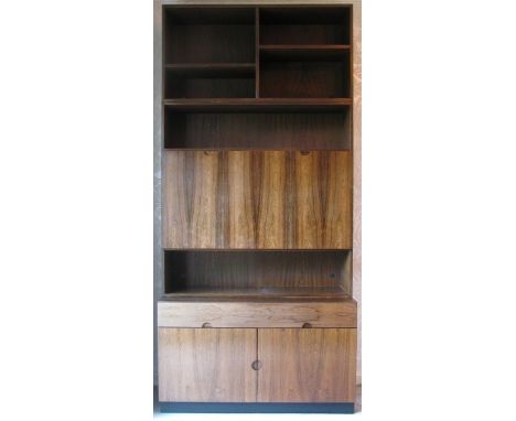 A Bramin rosewood 'System 160' three-piece wall unit, Danish circa 1960s, with shelf arrangement above cupboards and drawers 