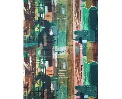 John Piper For Sanderson Fabrics Ltd, 'Stones Of Bath', a pair of curtains, Circa 1962 , the screen-printed cotton depicting 