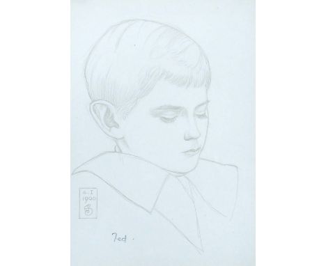 § Joseph Edward Southall (English, 1861-1944) Portrait of Ted Allen, the artist's nephew, Oct. 1900 signed lower left in mono