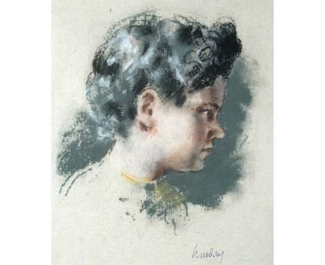 § William Dring, RA, RWS, RP (British, 1904-1990) Head of a Girl, signed lower right "Dring", pastel, 26 x 22cm; and Small bo