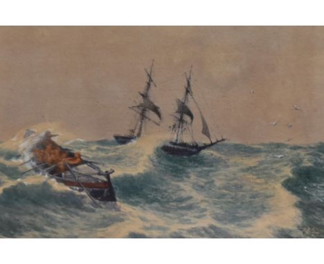 E.L. Stuart (19th/20th Century), watercolour, A maritime landscape with rowing boat and masted boat, signed to the lower righ