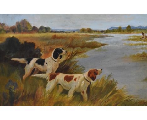 20th Century School, oil on board, 'Flushed' - a Country Sporting scene with gun dogs, initials and dated 1915 to the lower r