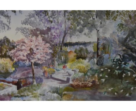 Gordon Batters (20th Century, British), watercolour, A colourful garden landscape, signed to the lower right, framed, mounted