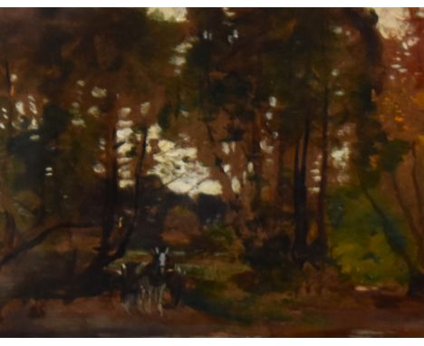 Robert Noble RSA (1857-1917, Scottish), oil, An autumnal woodland landscape with horse and cart, signed to the lower right, f