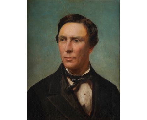 ENGLISH SCHOOL, 19TH CENTURYPortrait of a gentleman wearing a black coat
oil on canvas
51 x 40.5cmCondition reportThe canvas 