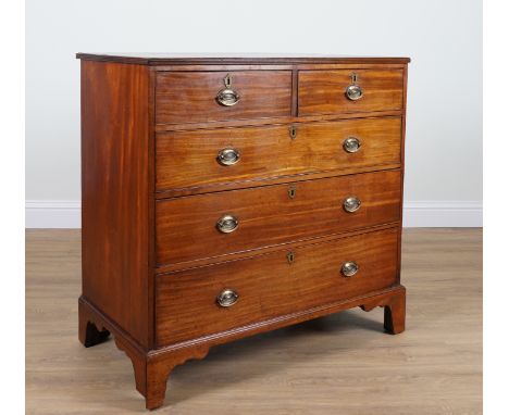 A GEORGE III INLAID MAHOGANY FIVE DRAWER CHESTOn bracket feet, 108cm wide; 56cm deep; 105cm high